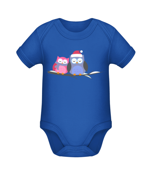 Christmas Owls - Organic Baby Body - Royal blue - Front