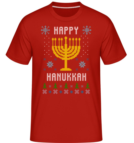 Happy Hanukkah -  Shirtinator Men's T-Shirt - Red - Front