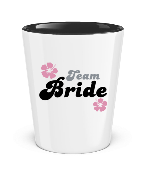 Team Bride - Two-Toned Shot Glass - White / Black - Front