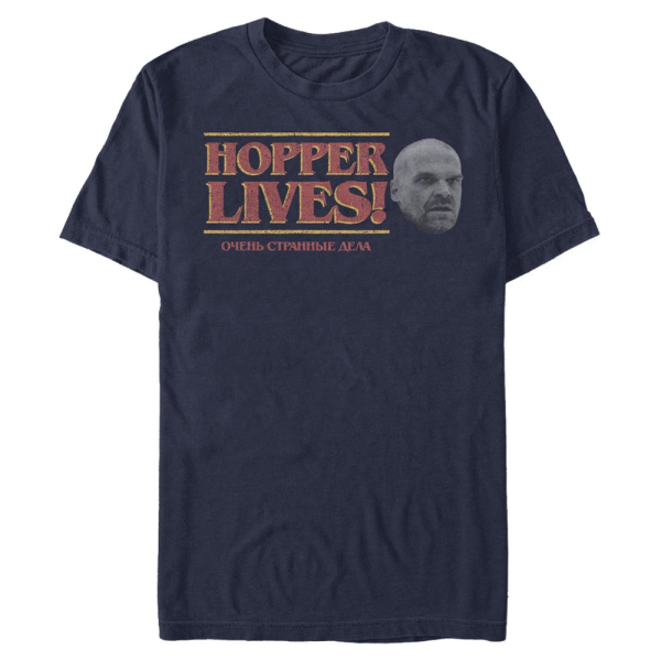 Netflix - Stranger Things - Logo Hopper Lives - Men's T-Shirt - Navy - Front