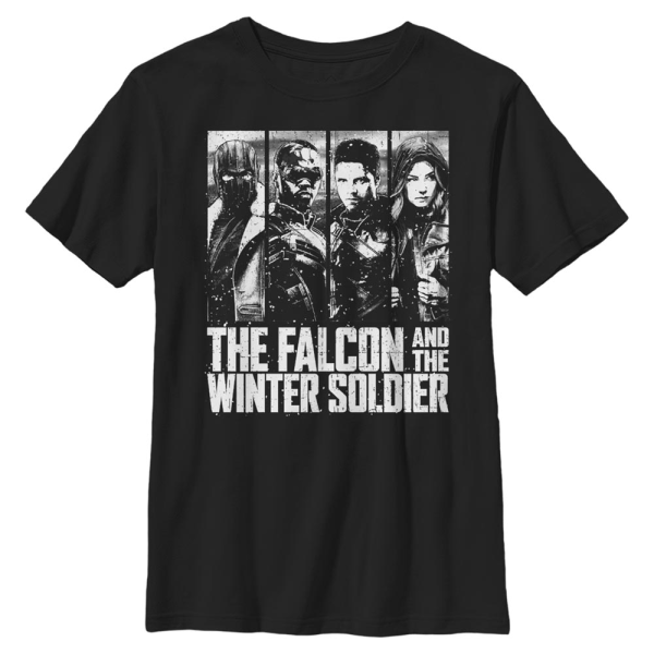 Marvel - The Falcon and the Winter Soldier - Group Shot White out - Kids T-Shirt - Black - Front