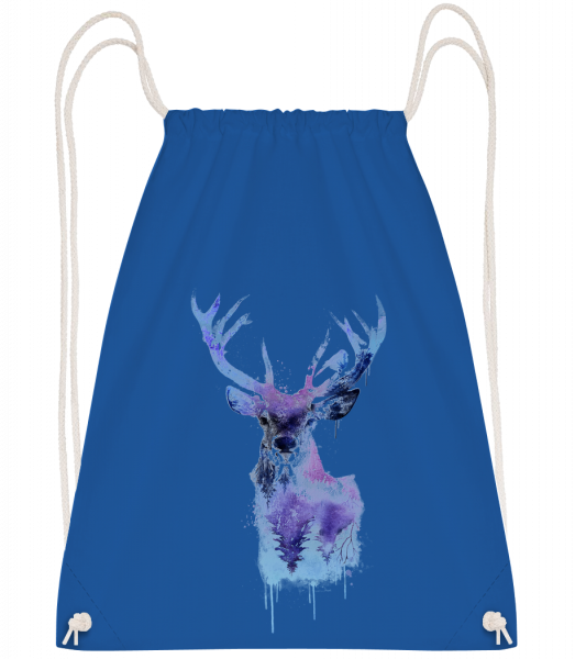 Artistic Deer - Drawstring Backpack - Royal blue - Vorn
