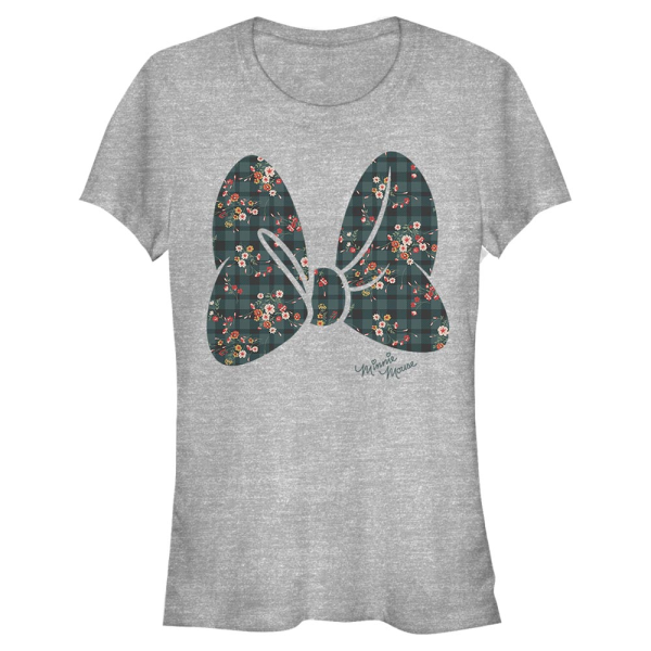 Disney Classics - Mickey Mouse - Minnie Mouse Plaid Floral Bow - Women's T-Shirt - Heather grey - Front