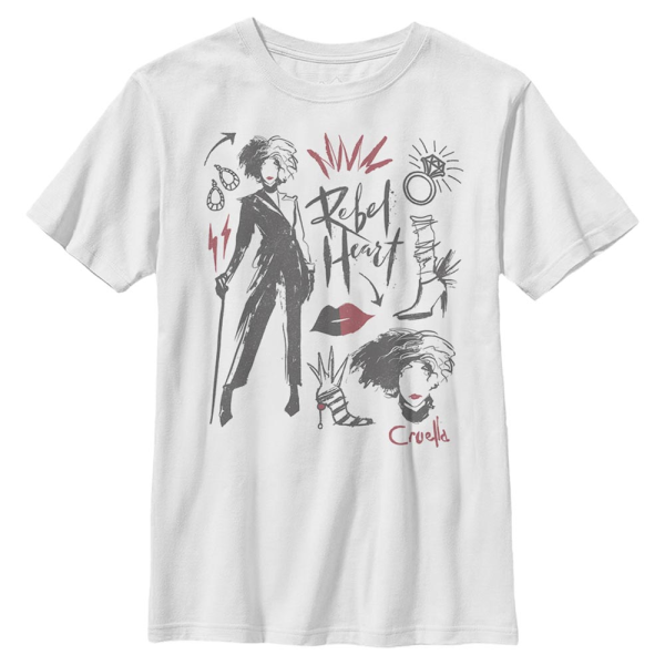 Disney Classics - Cruella - Cruella DeVille Fashion Sketches - Kids T-Shirt - White - Front
