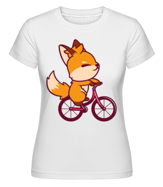  Fox On Bike -  Shirtinator Women's T-Shirt - White - Front