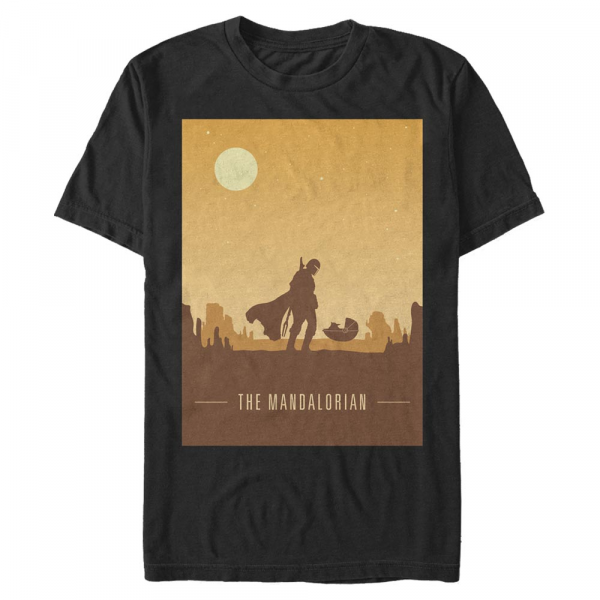 Star Wars - The Mandalorian - Mando & Yoda Mando and Child Poster - Men's T-Shirt - Black - Front