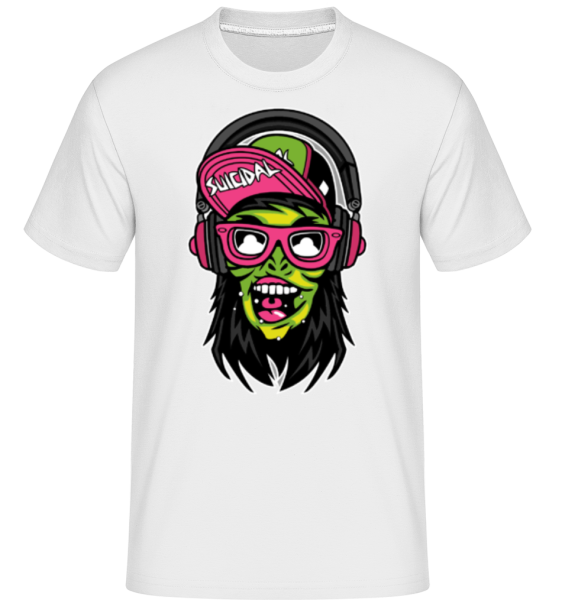 Zombie Headphone -  Shirtinator Men's T-Shirt - White - Front