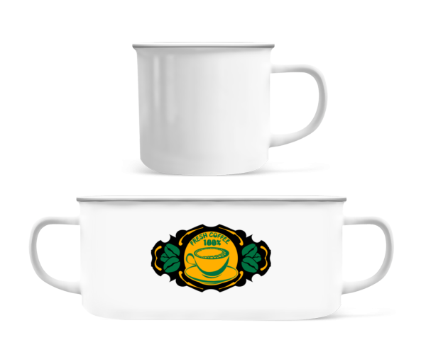 Fresh Coffee Logo - Enamel-cup - White - Front