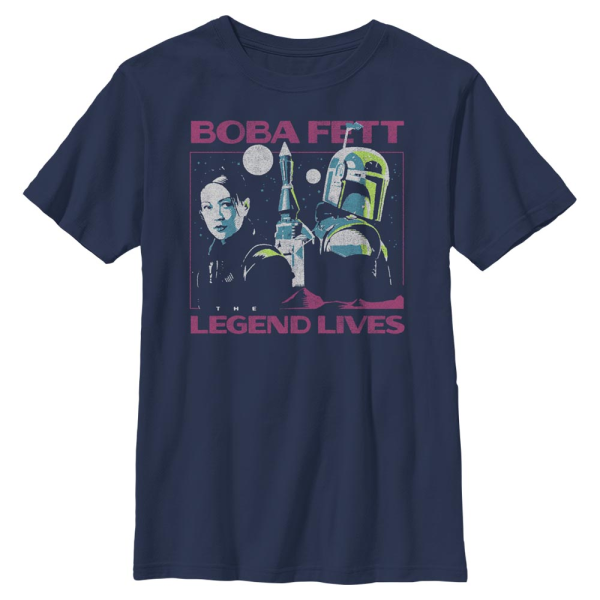 Star Wars - Book of Boba Fett - Boba Fett Legend Lives - Kids T-Shirt - Navy - Front