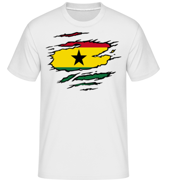 Ripped Flag Ghana -  Shirtinator Men's T-Shirt - White - Front