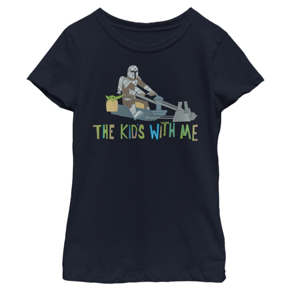 Star Wars - The Mandalorian - Mandalorian & the Child The Kid's With Me - Kids T-Shirt - Navy - Front