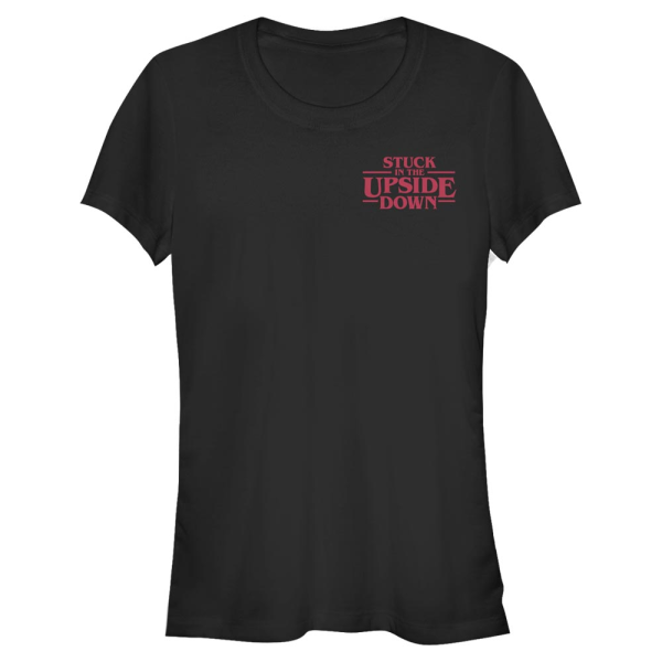 Netflix - Stranger Things - Text Upside Down Pocket - Women's T-Shirt - Black - Front