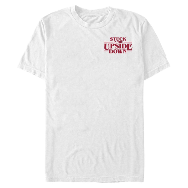Netflix - Stranger Things - Text Upside Down Pocket - Unisex T-Shirt - White - Front