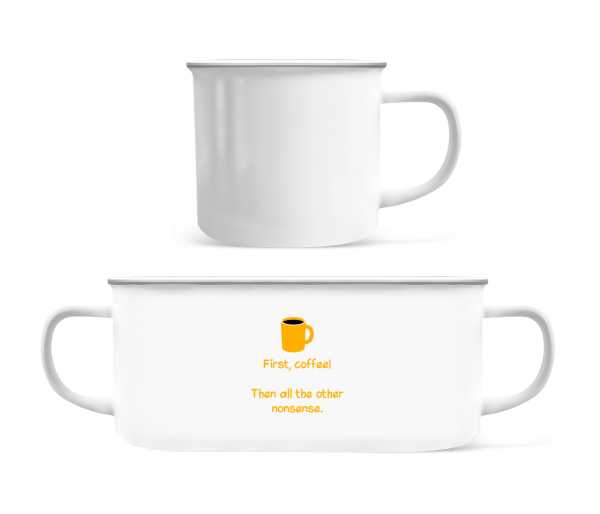 First, Coffee! - Enamel-cup - White - Front