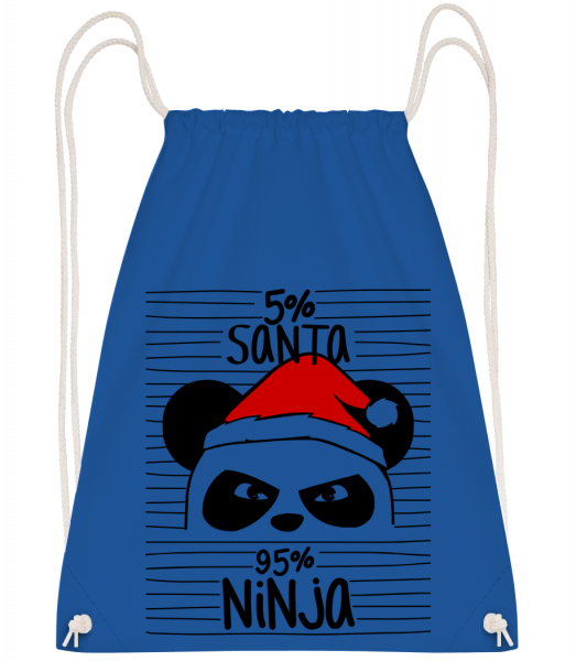 Santa Ninja Panda - Drawstring Backpack - Royal Blue - Vorn