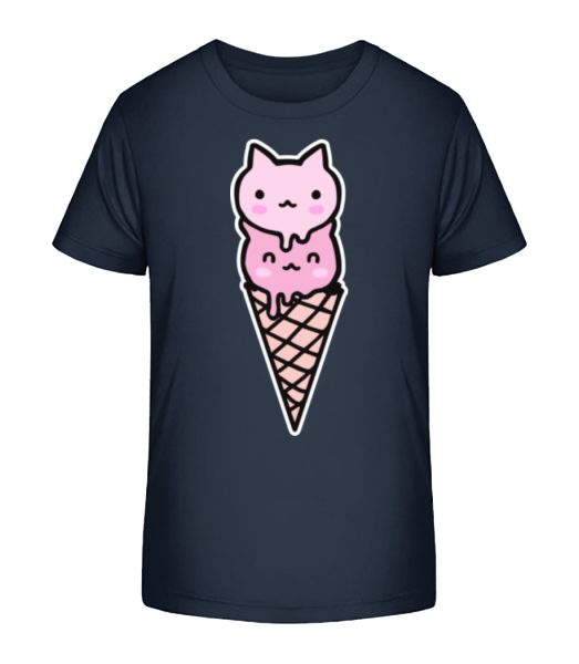 Little Kitten Ice Creme - Kid's Bio T-Shirt Stanley Stella - Navy - Front