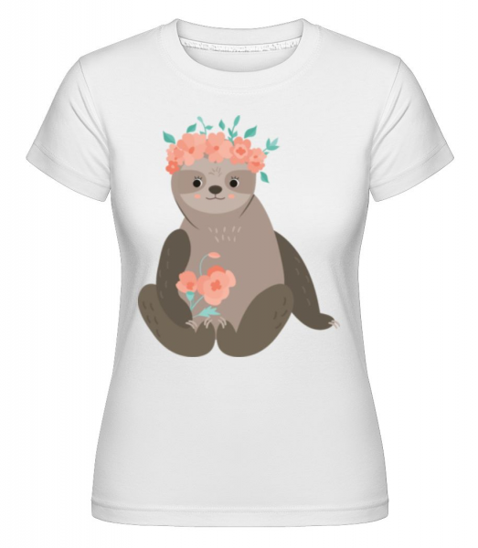 Sloth With Flowers -  Shirtinator Women's T-Shirt - White - Front
