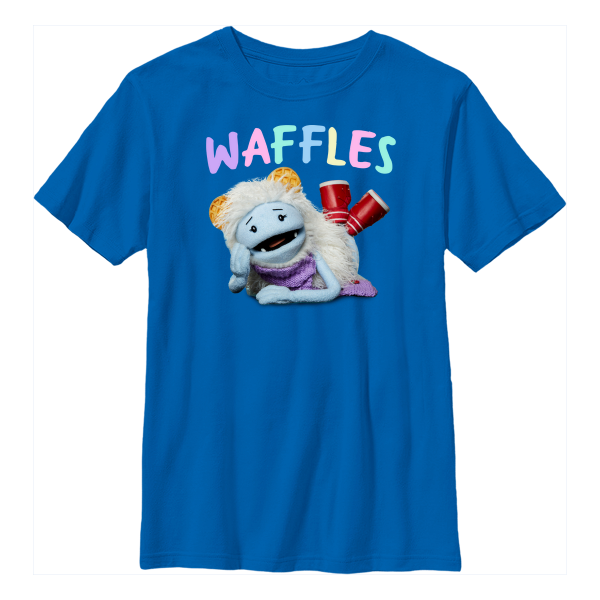 Netflix - Waffles + Mochi - Waffle Puppet - Kids T-Shirt - Royal blue - Front