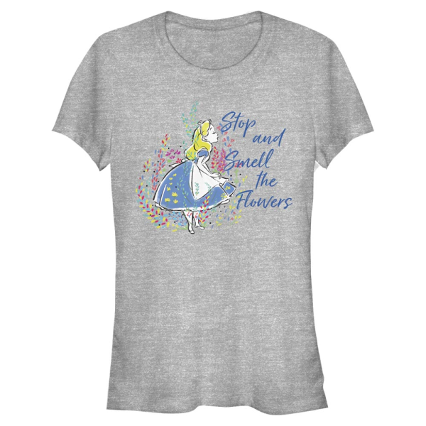 Disney Classics - Alice in Wonderland - Alice Smell the Flowers - Women's T-Shirt - Heather grey - Front