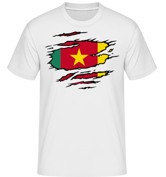 Ripped Flag Cameroon -  Shirtinator Men's T-Shirt - White - Front