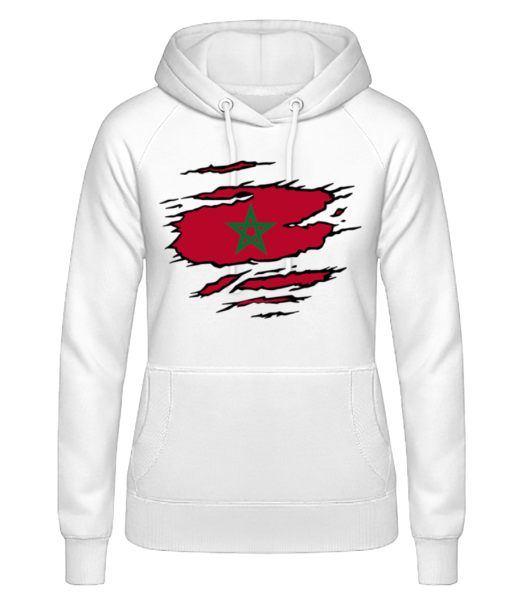 Ripped Flag Morocco - Women's Hoodie - White - Front