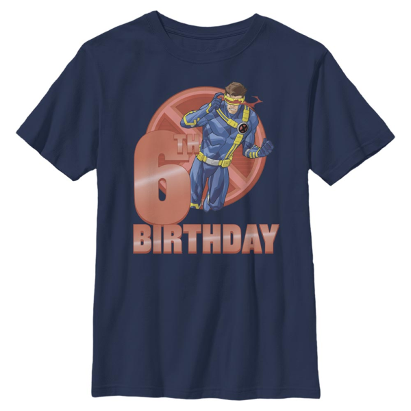 Marvel - X-Men - Cyclops 6th Birthday - Birthday - Kids T-Shirt - Navy - Front