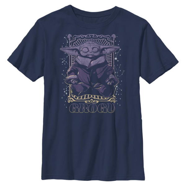 Star Wars - The Mandalorian - Grogu Meditation - Kids T-Shirt - Navy - Front