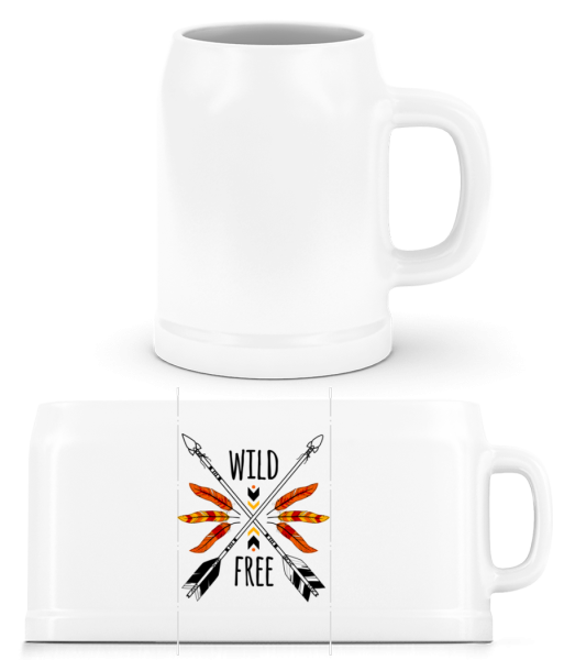 Wild And Free Logo - Beer Mug - White - Front