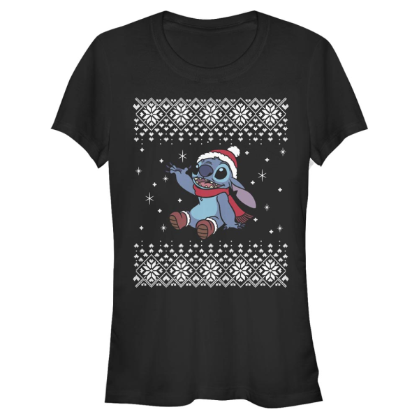 Disney Classics - Lilo & Stitch - Stitch Christmas Front - Christmas - Women's T-Shirt - Black - Front