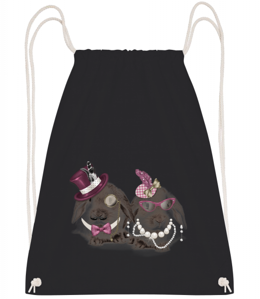 Mr And Mrs Rabbit - Drawstring Backpack - Black - Vorn