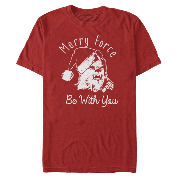 Star Wars - Chewbacca Merry Force - Christmas - Men's T-Shirt - Red - Front