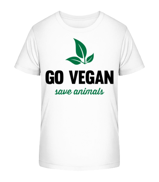 Go Vegan Save Animals - Kid's Bio T-Shirt Stanley Stella - White - Front
