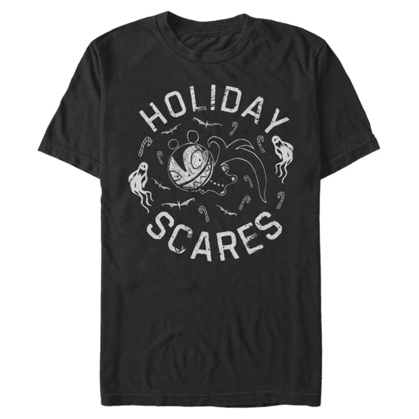 Disney Classics - Nightmare Before Christmas - Text Holiday Scares Doll - Halloween - Men's T-Shirt - Black - Front