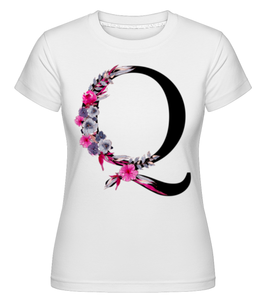 Flowers Initial Q -  Shirtinator Women's T-Shirt - White - Front
