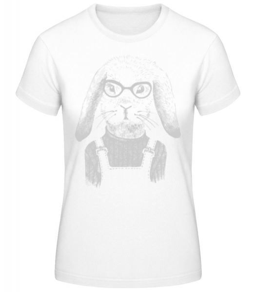 Hipster Rabbit - Women's Basic T-Shirt - White - Front