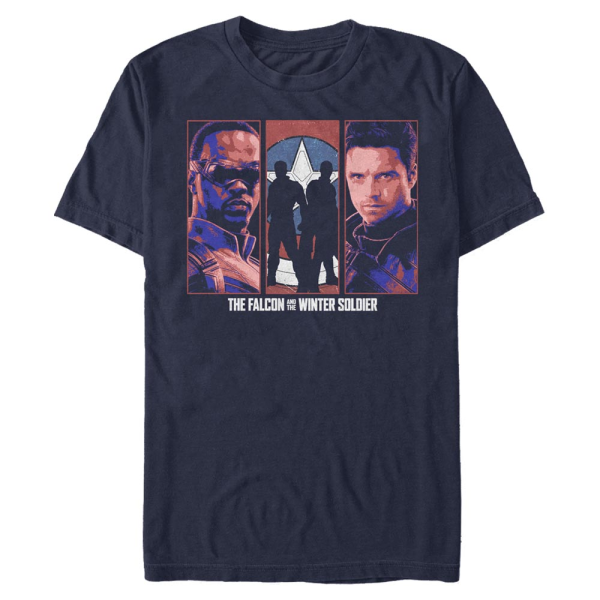 Marvel - The Falcon and the Winter Soldier - Group Shot Falcon Winter Soldier Group - Men's T-Shirt - Navy - Front