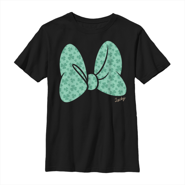 Disney Classics - Mickey Mouse - Minnie Mouse Clover Bow - Kids T-Shirt - Black - Front