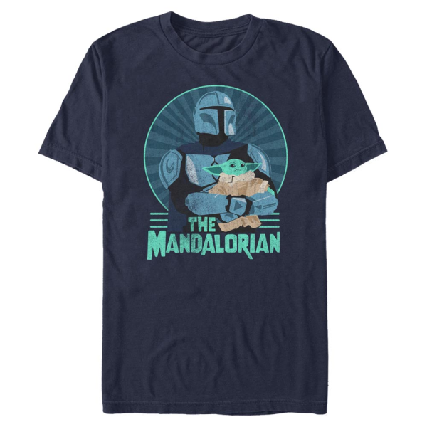 Star Wars - The Mandalorian - Mandalorian & the Child Mando and Child - Men's T-Shirt - Navy - Front