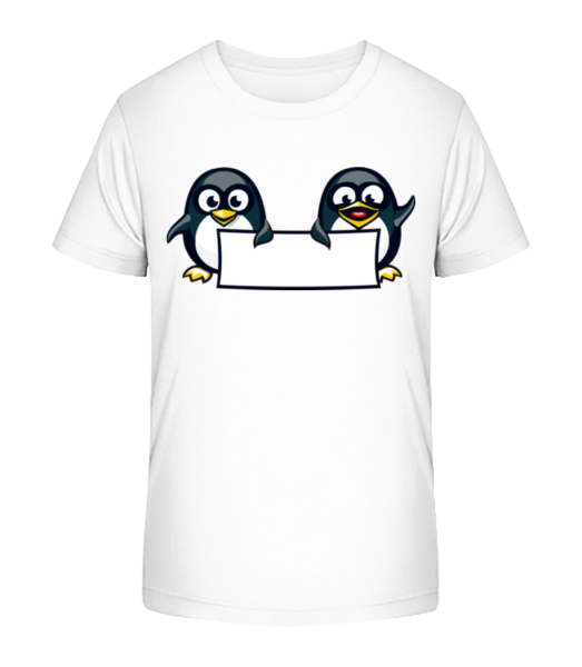 Cute Penguins Sign - Kid's Bio T-Shirt Stanley Stella - White - Front