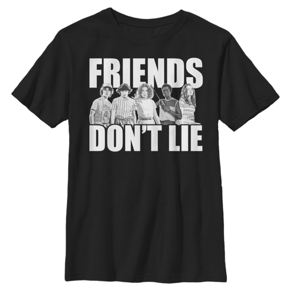 Netflix - Stranger Things - Skupina Cast Friends Don't Lie - Kids T-Shirt - Black - Front