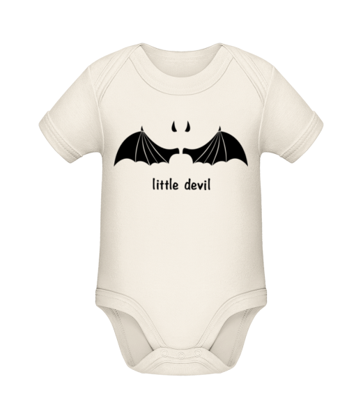 Little Devil Logo - Organic Baby Body - Cream - Front