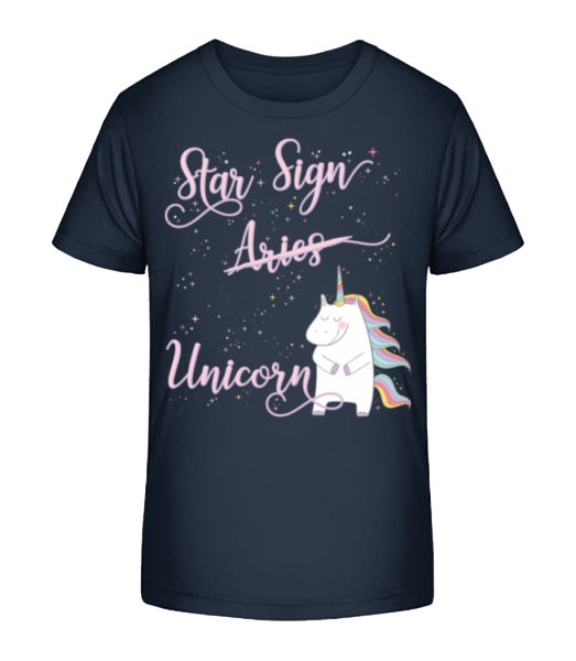 Star Sign Unicorn Aries - Kid's Bio T-Shirt Stanley Stella - Navy - Front