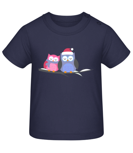 Christmas Owls - Baby T-Shirt - Navy - Front