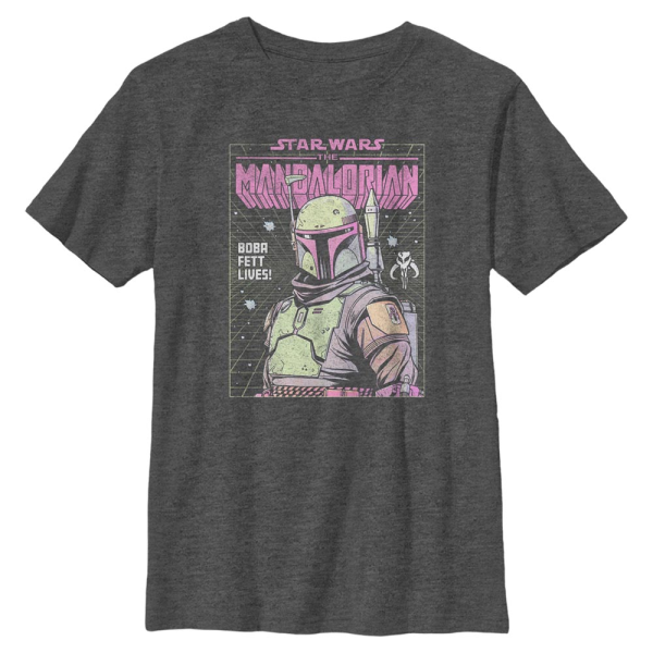 Star Wars - The Mandalorian - Boba Fett Neon Fett - Kids T-Shirt - Heather anthracite - Front