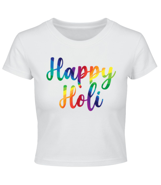 Happy Holi - Crop T-Shirt - White - Front