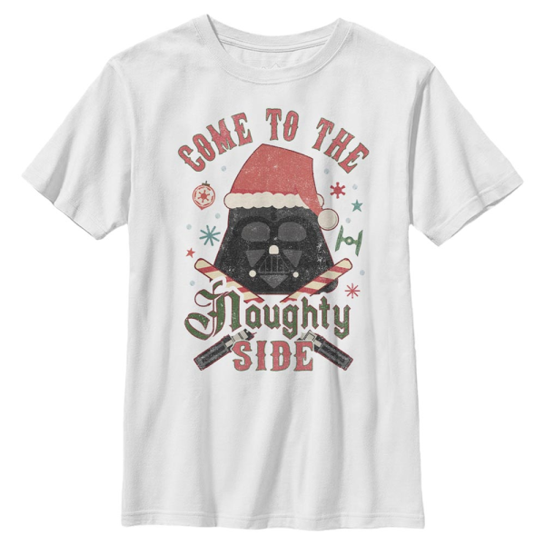 Star Wars - Darth Vader Naughty Side - Christmas - Kids T-Shirt - White - Front