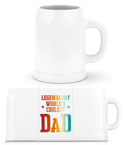 Worlds Coolest Dad - Beer Mug - White - Front
