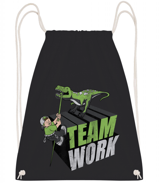Dinosaur Teamwork - Drawstring Backpack - Black - Vorn