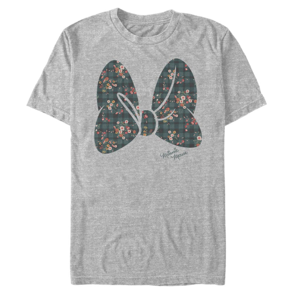 Disney Classics - Mickey Mouse - Minnie Mouse Plaid Floral Bow - Men's T-Shirt - Heather grey - Front