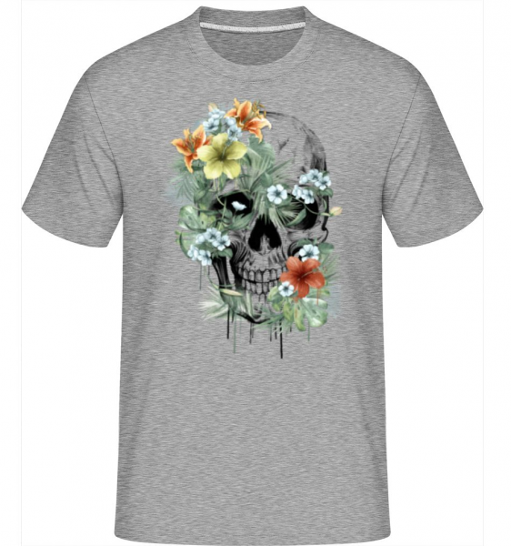 Flower Skull -  Shirtinator Men's T-Shirt - Heather grey - Front